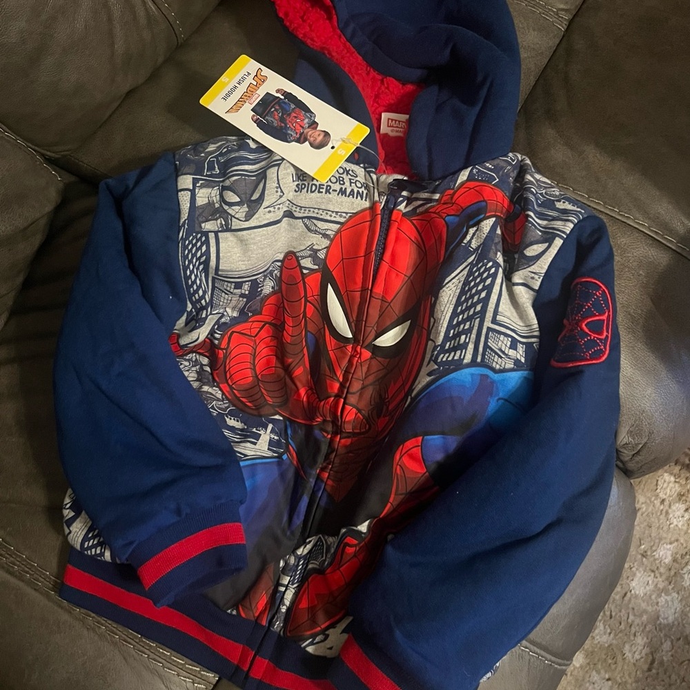 Marvel Spider-Man Red and Blue Plush Hoodie
